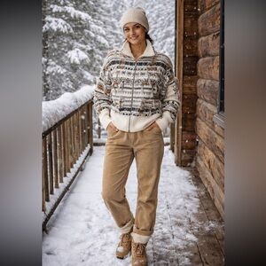 Anthropologie NWT Pilcro Collared Zip-Up
Novelty Sweater size S.